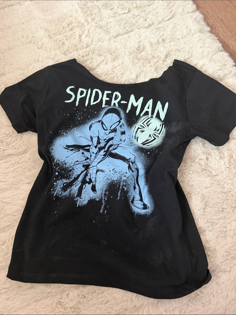 Spiderman Black & Light Blue Graphic Tee
